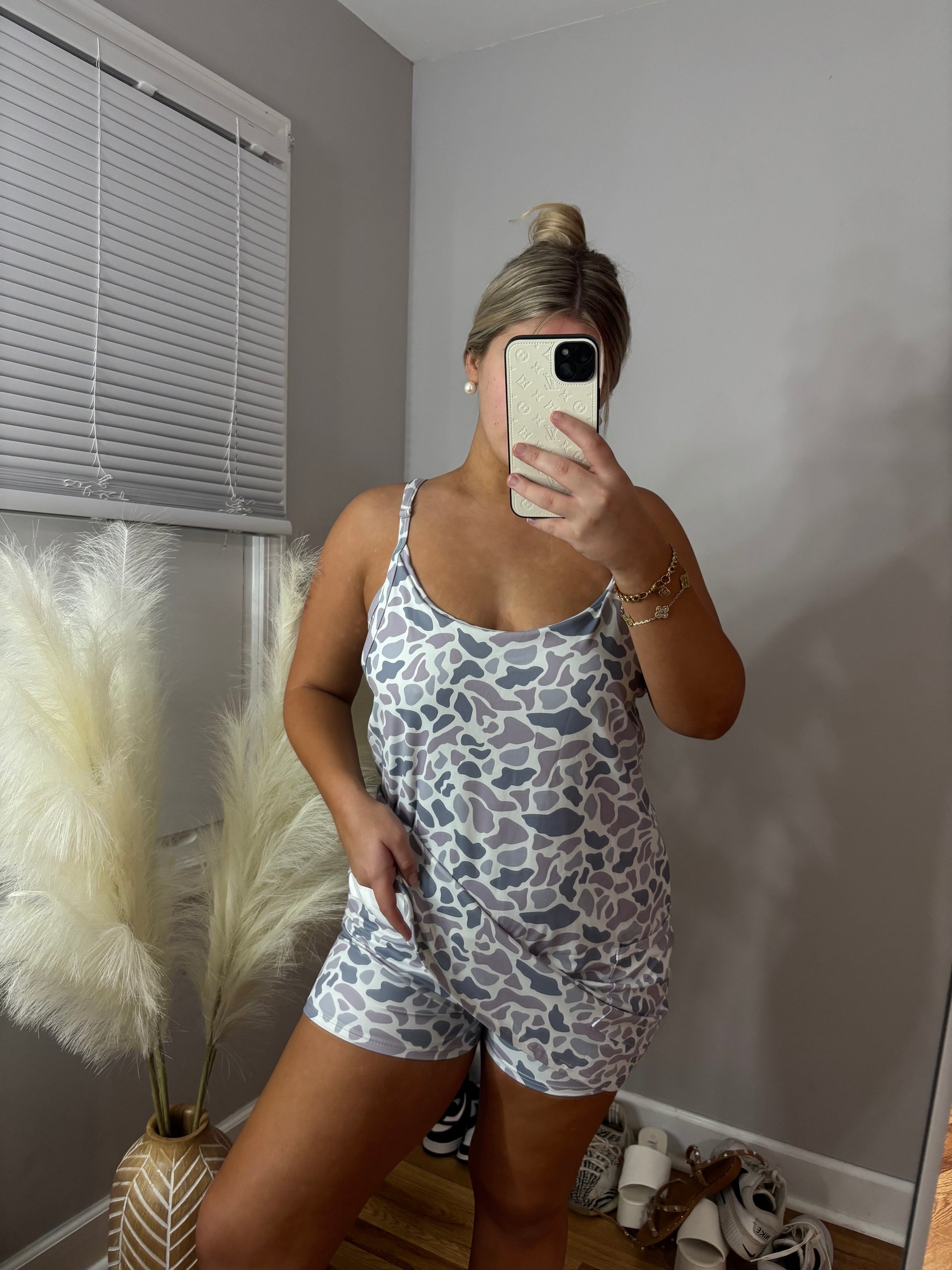 Grey Camo Romper Dress - In Stock